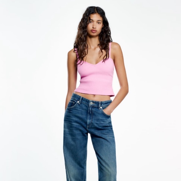 ZARA Rib Top in Chalk Pink - Picture 1 of 4